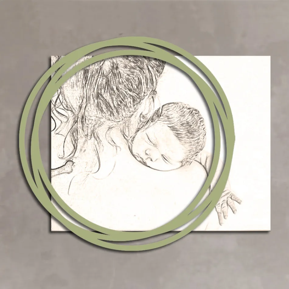 Houten foto met print van vrouw met kind Made in Italy - Taiwan Viadurini