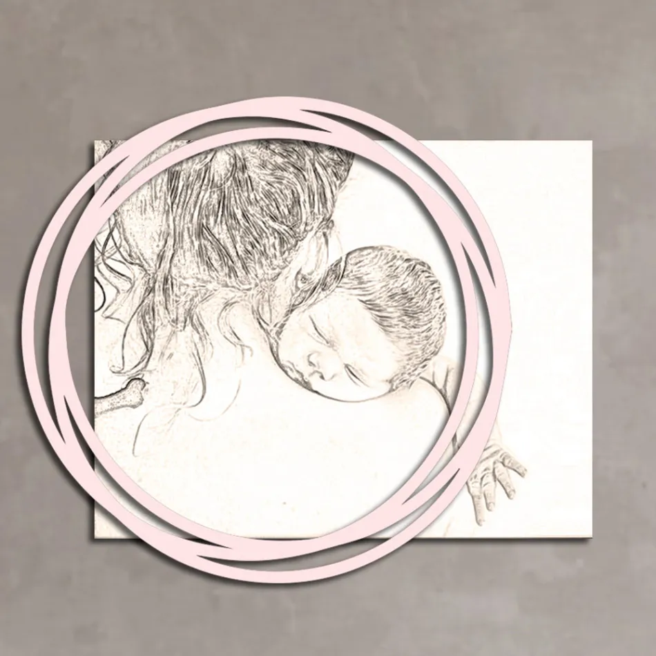 Houten foto met print van vrouw met kind Made in Italy - Taiwan Viadurini