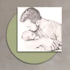 Houten foto met print van vader die zijn zoon kust Made in Italy - België Viadurini