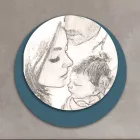 Houten foto met print van een verenigd gezin Made in Italy - Canada Viadurini