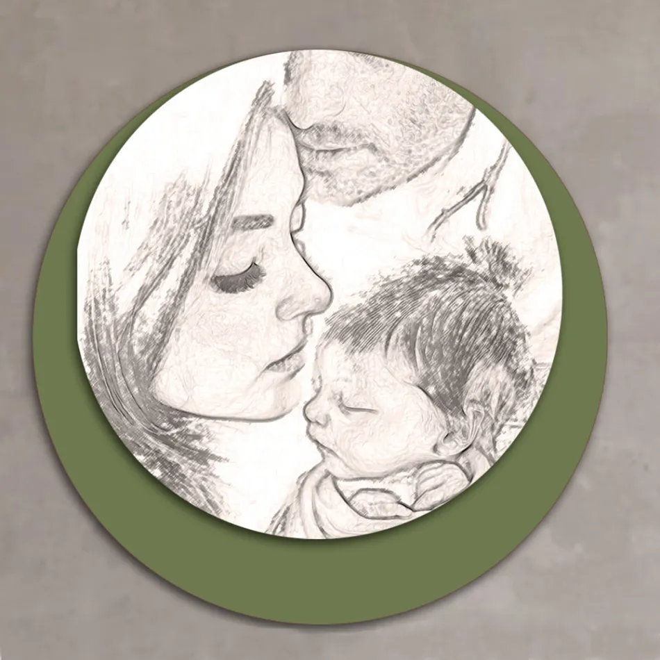 Houten foto met print van een verenigde familie Made in Italy - Canada Viadurini