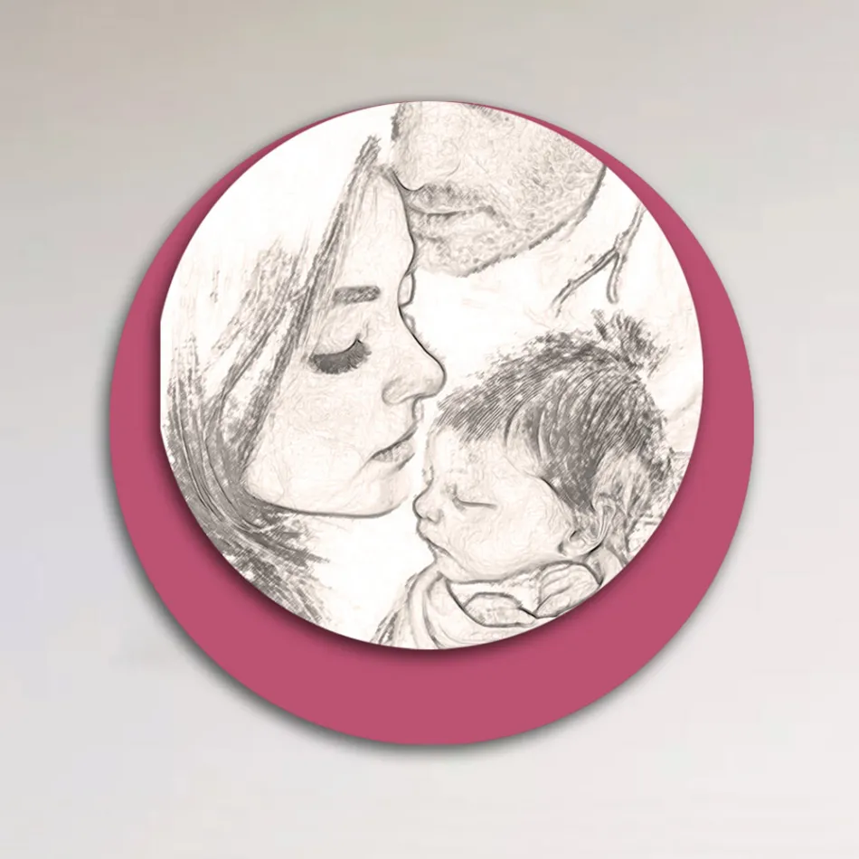 Houten foto met print van een verenigd gezin Made in Italy - Canada Viadurini