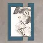 Houten afbeelding met print van man met kind Made in Italy - Kosovo Viadurini