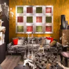 Moderne wandafbeelding in metaal en kunstbloemen Made in Italy - Trimo Viadurini