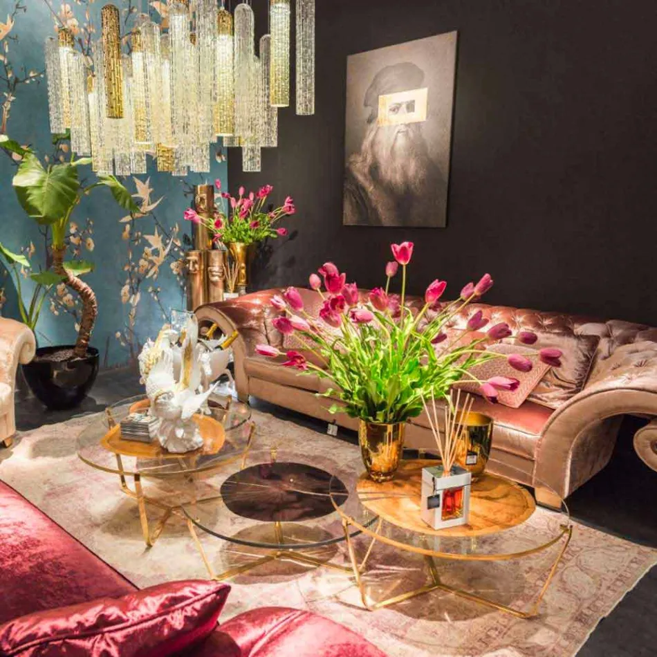 Muurafbeelding van bedrukt canvas met bladgouddetail Made in Italy - Vinci Viadurini