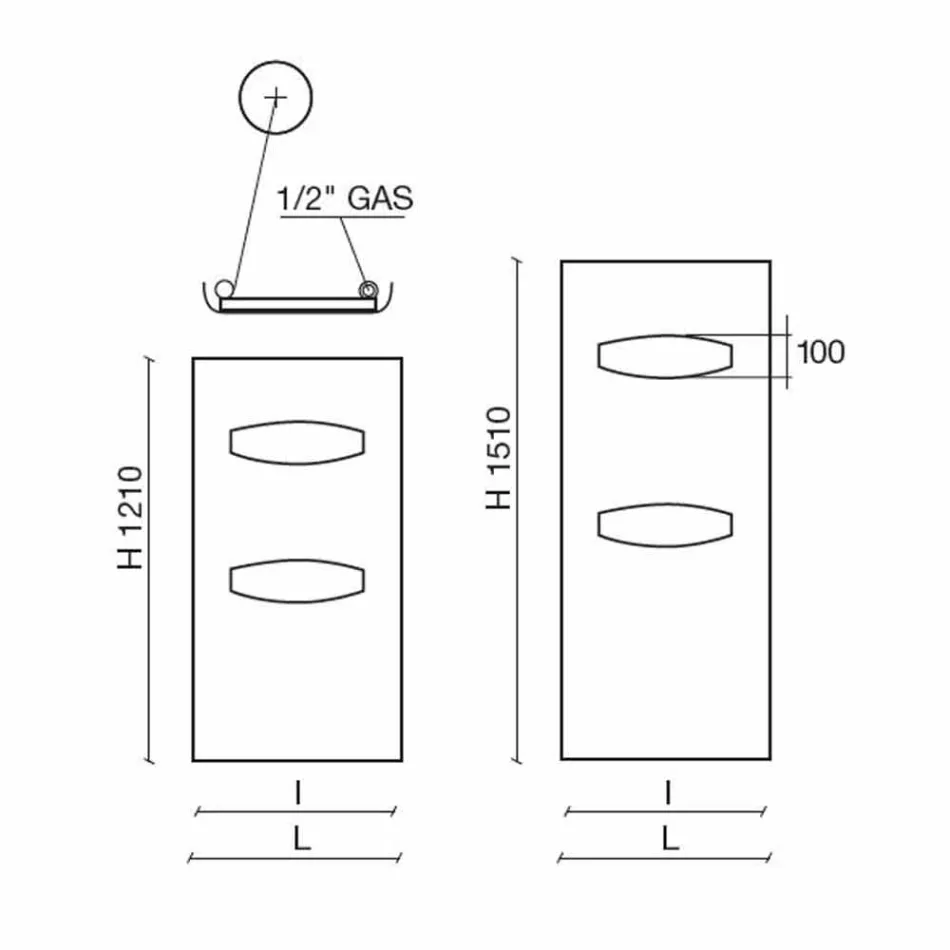 Modern Design Hydraulische stalen radiator 6 Maatregelen tot 1220 W - Masker Viadurini