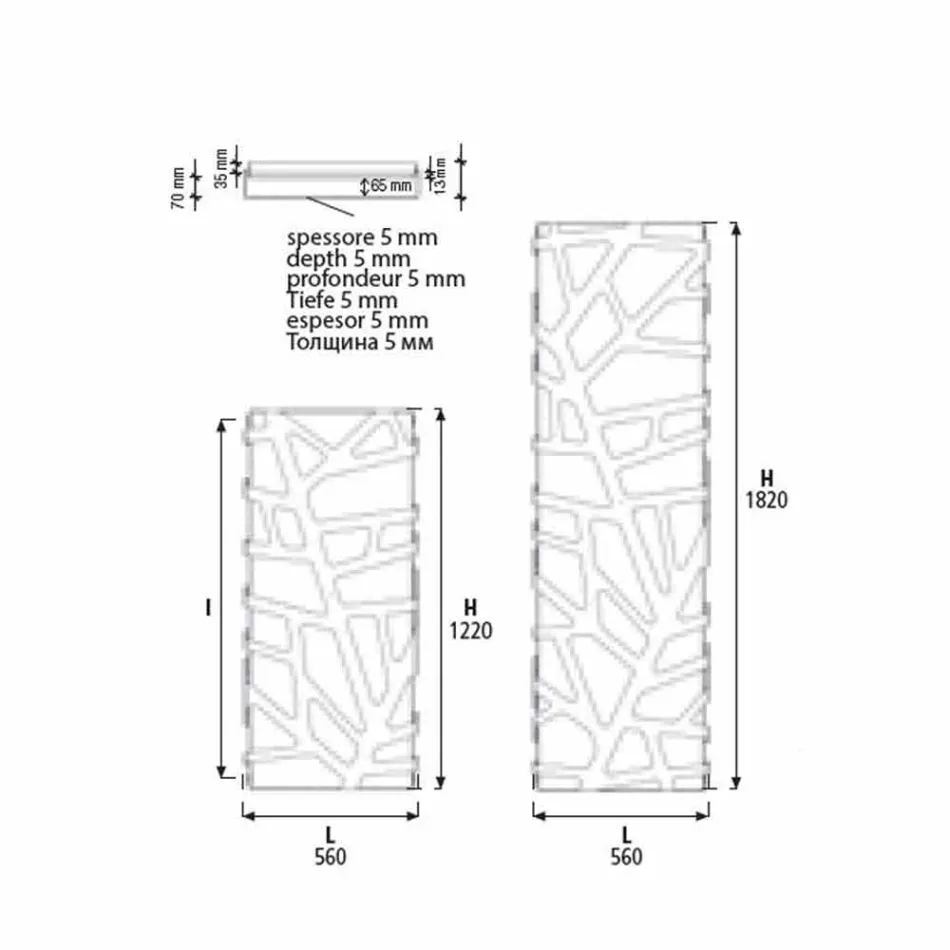 Verticale ontwerp hydraulische radiator tot 903 W - Flora Viadurini