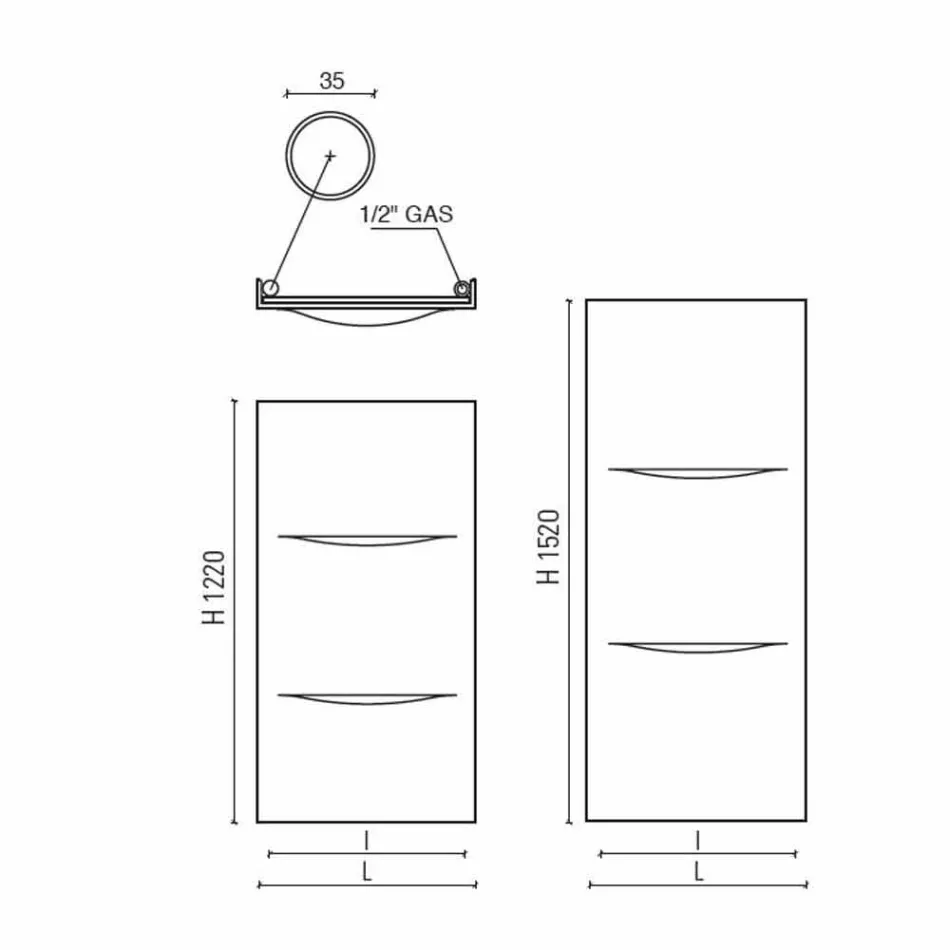 Moderne stalen design verticale hydraulische radiator tot 850 W - Cut Viadurini