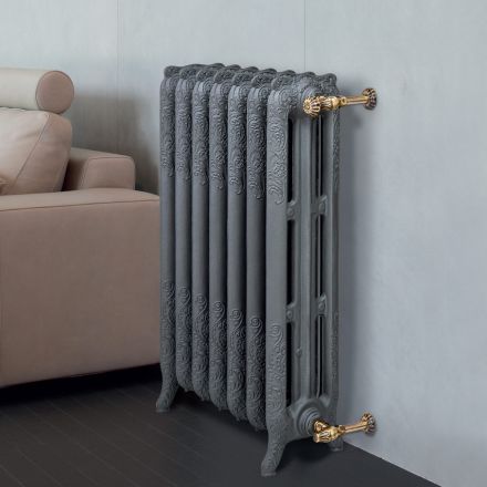 Gedecoreerde gietijzeren hydraulische radiator met 3 kolommen - Vanillina Viadurini