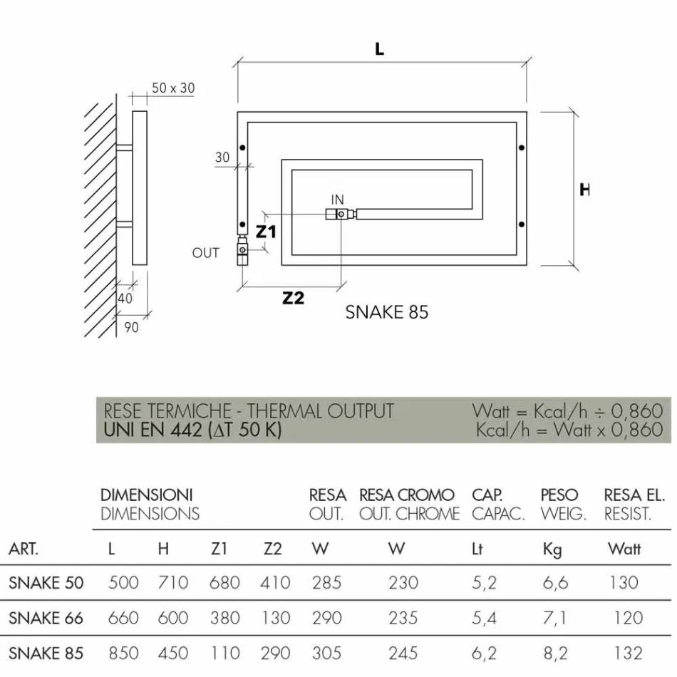 Verchroomde chromen radiator Snake Scirocco H, ontwerp Viadurini