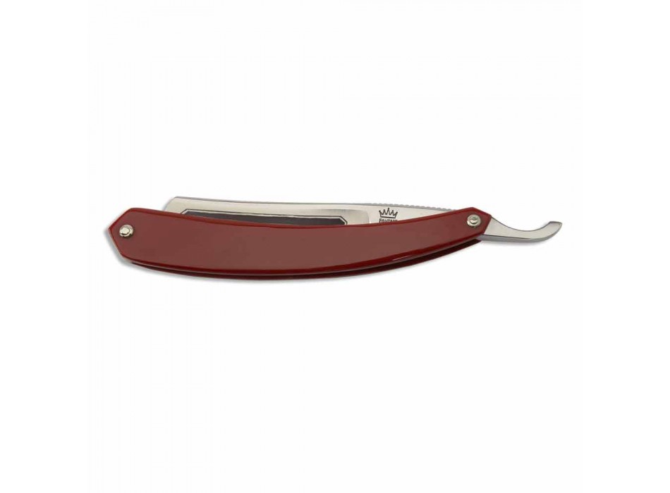 Scheermes uit de vrije hand met mes van staal en rood hars Gemaakt in Italië - Mello Viadurini