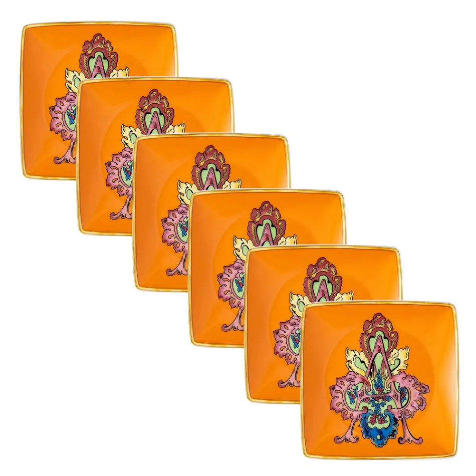 Rosenthal Versace Alphabet 6 platte vierkante porseleinen kommen - Alphabet Viadurini