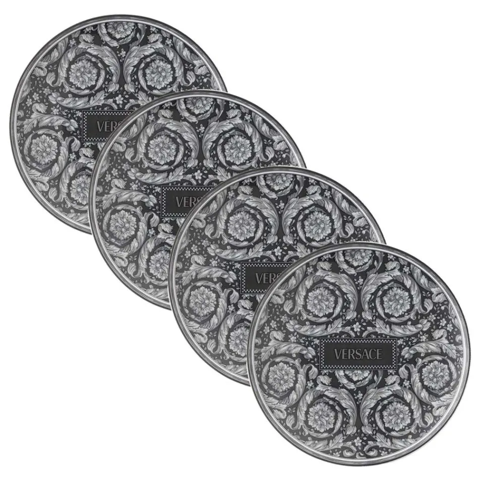 Rosenthal Versace Barocco 4 dinerborden Diameter 17 cm in porselein - Barocco Viadurini