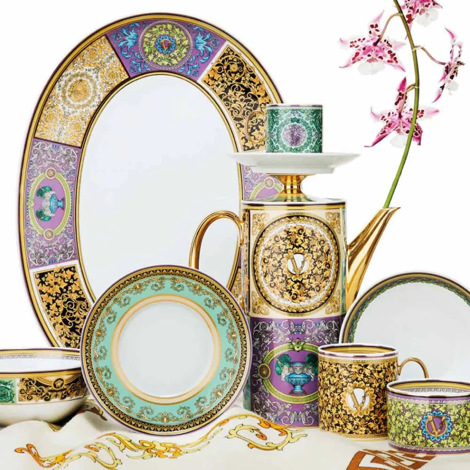 Rosenthal Versace Barocco Mosaic 4 Dinerborden Diameter 17 cm - Mozaïek Viadurini
