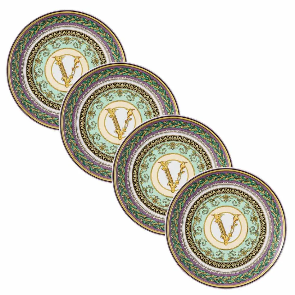 Rosenthal Versace Barocco Mosaic 4 Dinerborden Diameter 17 cm - Mozaïek Viadurini