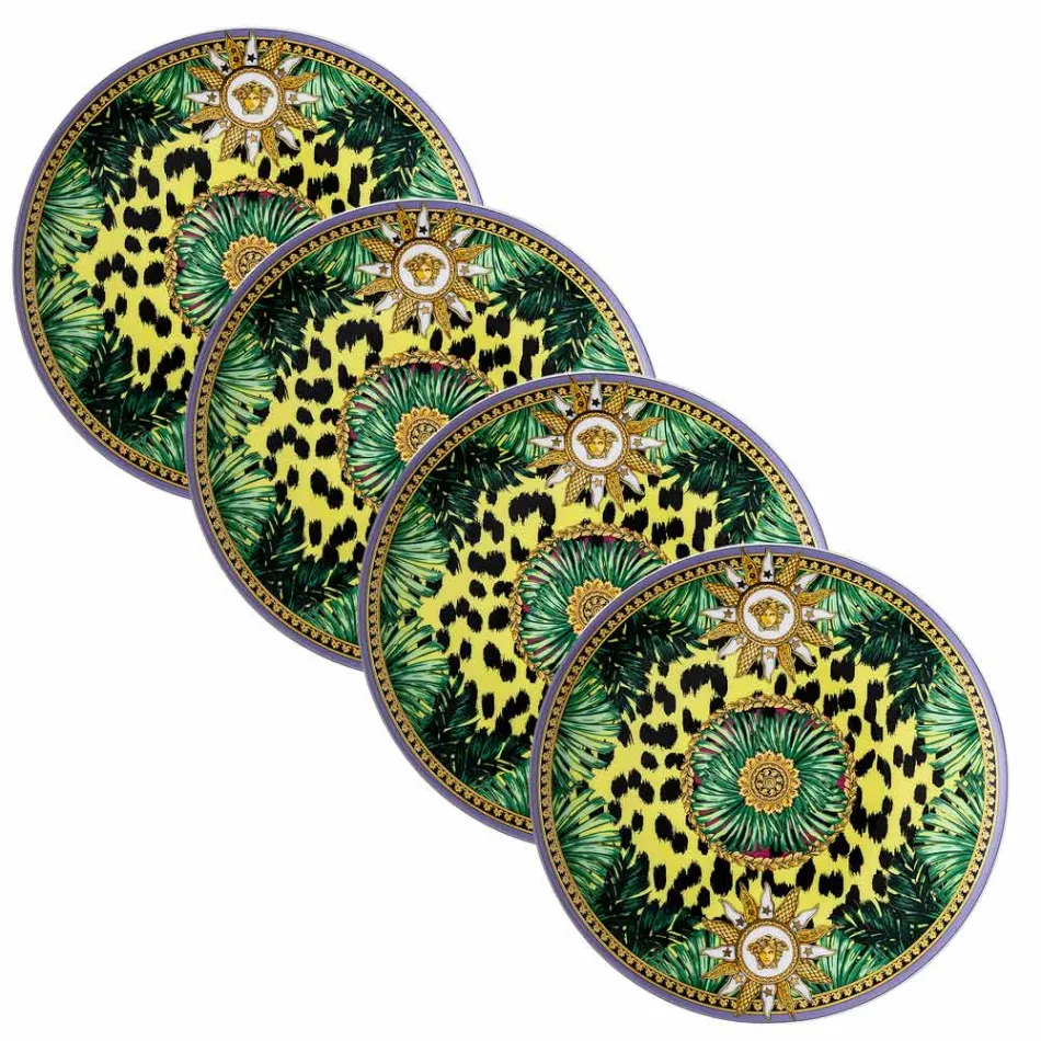 Rosenthal Versace Jungle Animalier 4 Dinerborden Diameter 17 cm - Animalier Viadurini