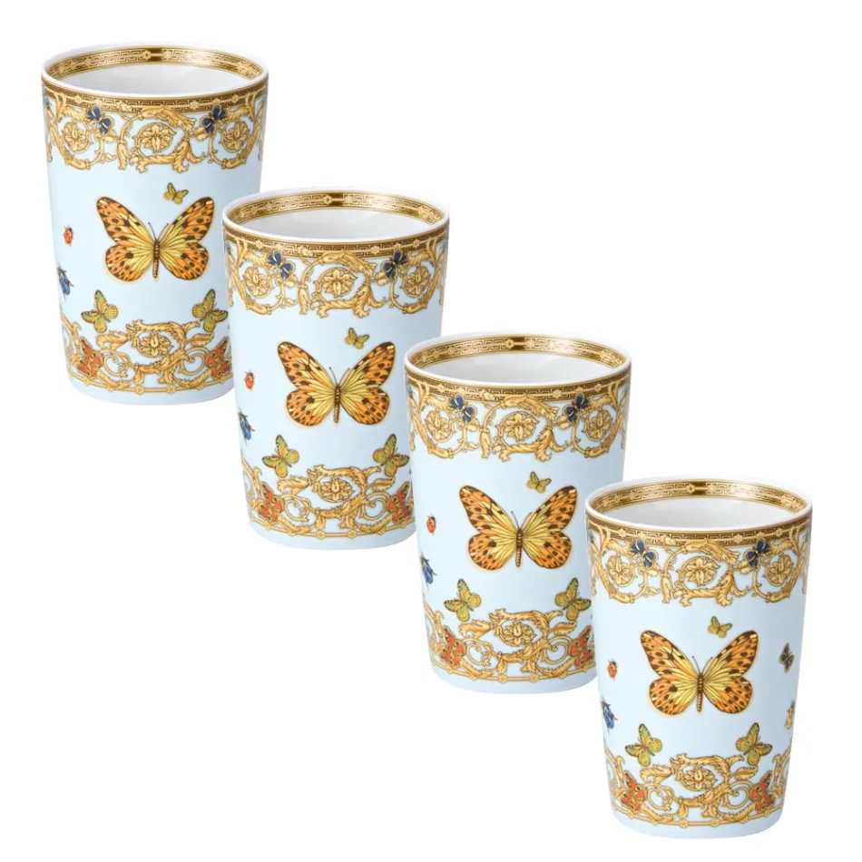 Rosenthal Versace Le Jardin 4 Handvatloze Glazen met Natuurlijke Elementen - Medusa Viadurini