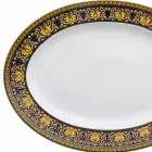 Rosenthal Versace Medusa Blue Oval schaal 40cm porseleinen ontwerp Viadurini
