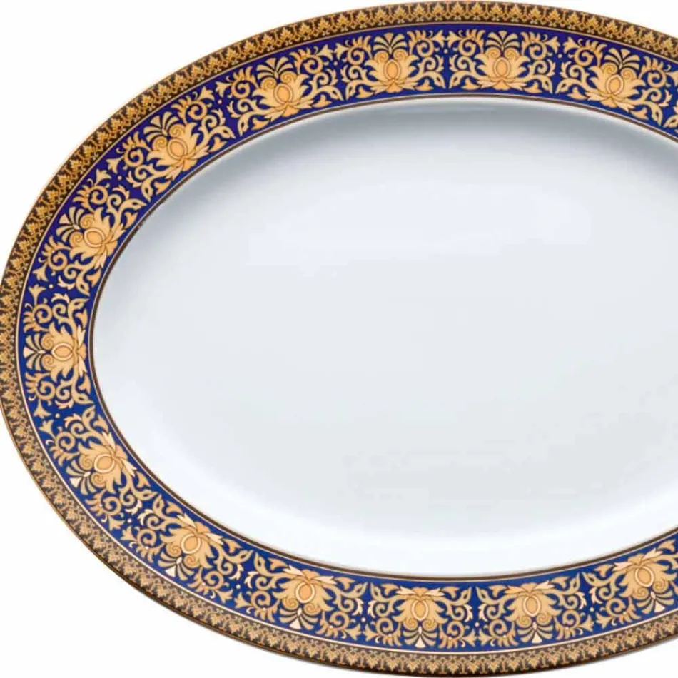 Rosenthal Versace Medusa Blue Oval ontwerp porseleinen schaaltje Viadurini