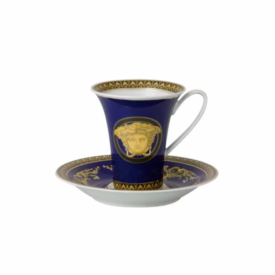 Rosenthal Versace Medusa Blauwe Kop hoge porseleinen ontwerp Coffee Viadurini