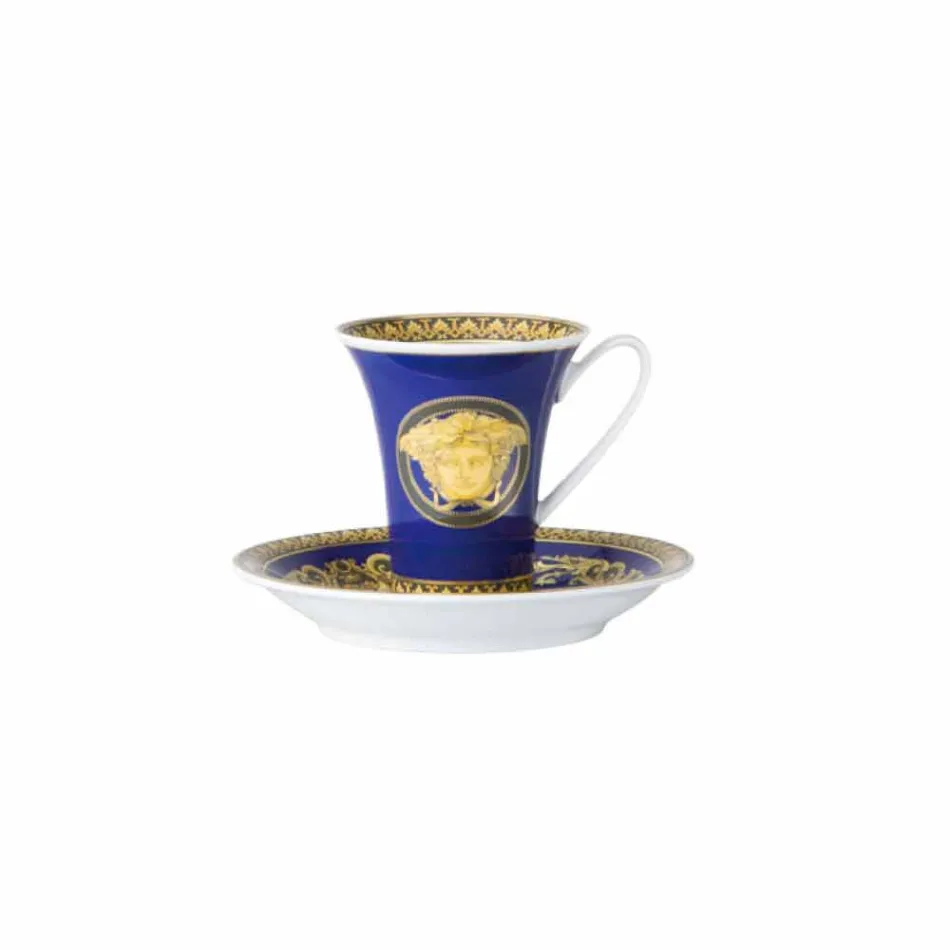 Rosenthal Versace Medusa Blauwe kop van designer koffie porselein Viadurini