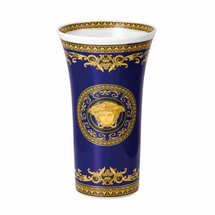 Rosenthal Versace Medusa Blauwe Vaas van modern design porselein 26cm Viadurini