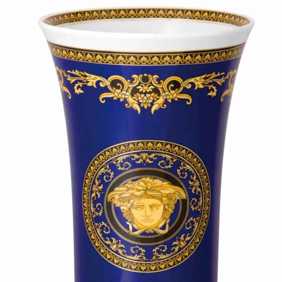 Rosenthal Versace Medusa Blauwe Vaas van modern design porselein 34cm Viadurini