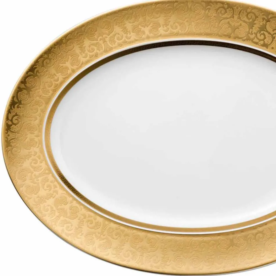 Rosenthal Versace Medusa Gala Gold 40cm porseleinen ovale bord ontwerp Viadurini