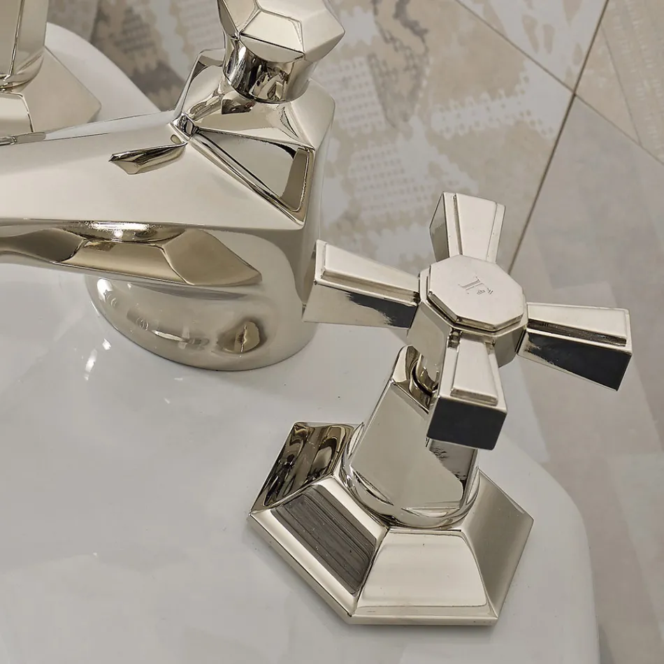 3-gats design bidetkraan in messing vintage stijl Made in Italy - Silvana Viadurini