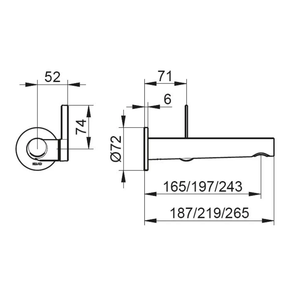 Ingebouwde wastafelkraan voor wandmontage met geïntegreerd ontwerp 3 maten - Erkole Viadurini