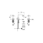 Bidetkraan met 3 gaten, vintage stijl in messing, gemaakt in Italië - Klarisa Viadurini