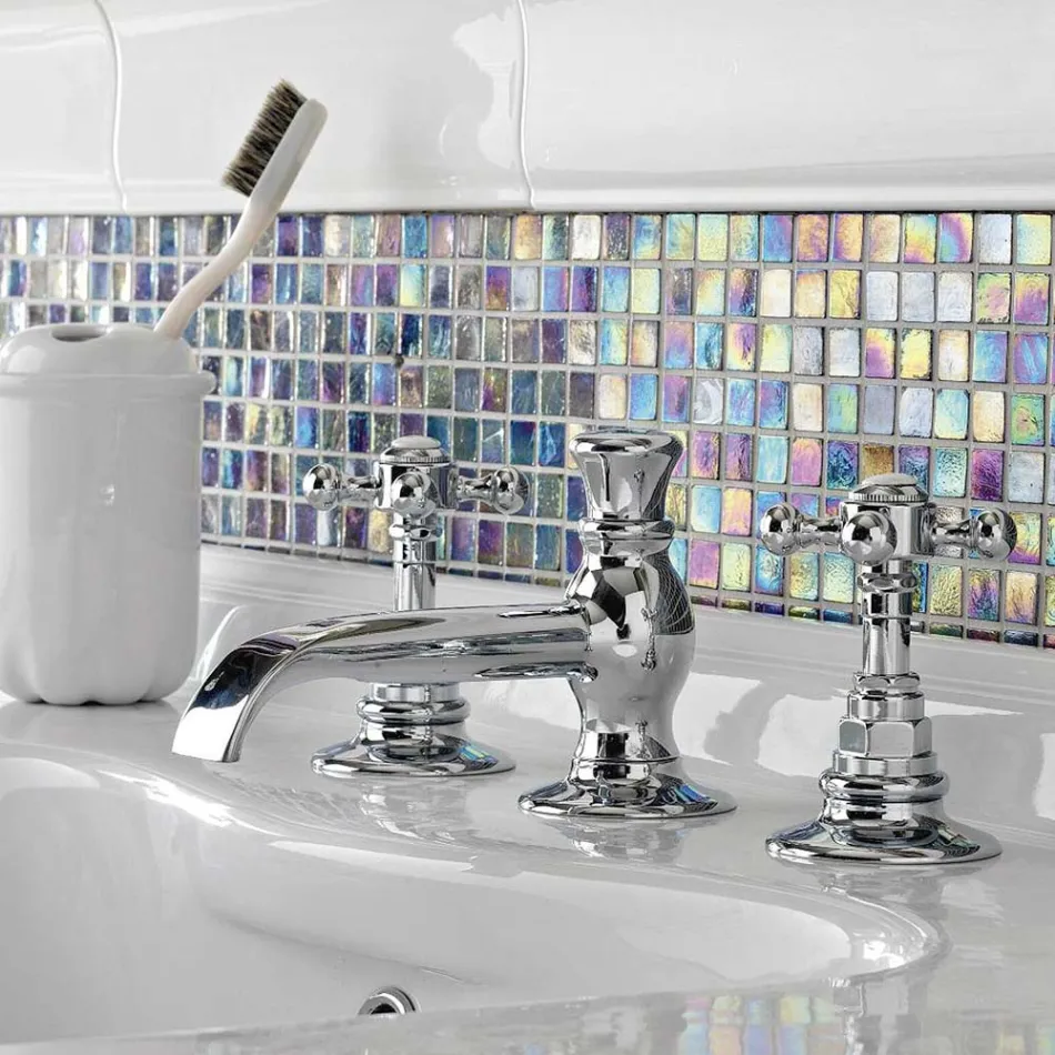 Vintage 3-gats wastafelkraan in vintage messing Made in Italy - Elisea Viadurini