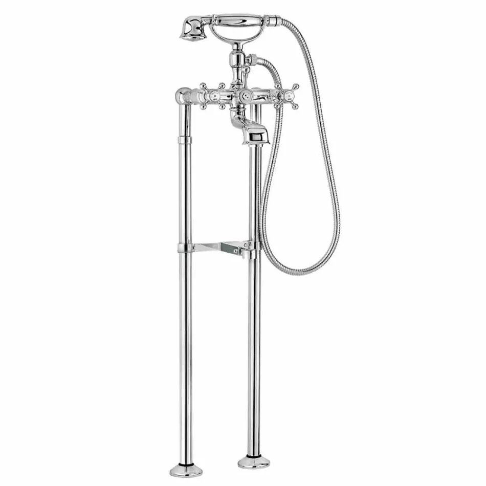 Klassieke kraan voor badkuip op koperen kolommen Made in Italy - Enriko Viadurini