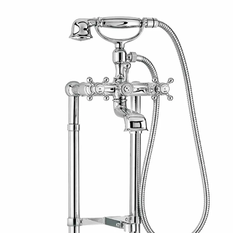 Klassieke kraan voor badkuip op koperen kolommen Made in Italy - Enriko Viadurini