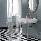 3-gats wastafelkraan in messing met hoge uitloop en afvoer - Ercolina Viadurini