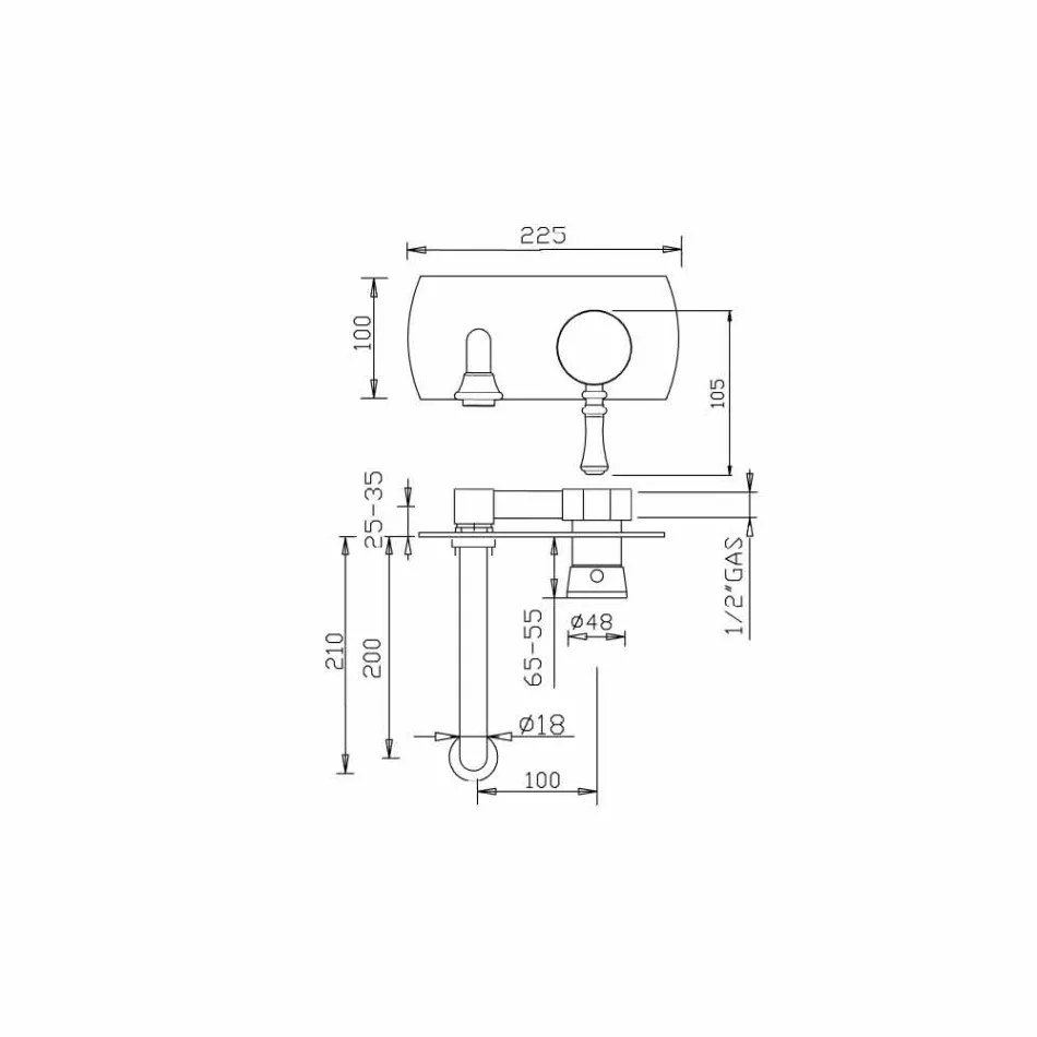 Made in Italy Design mengkraan met enkele plaat - Neno Viadurini