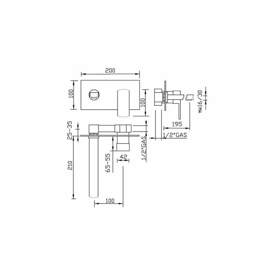 Design wandmengkraan, enkele plaat Made in Italy - Sika Viadurini
