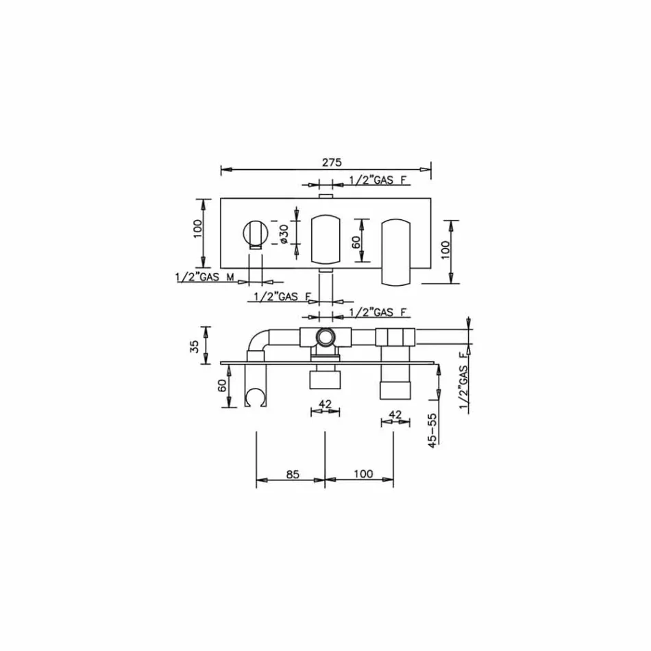Design douchemengkraan met 3-weg omstelling Made in Italy - Sika Viadurini