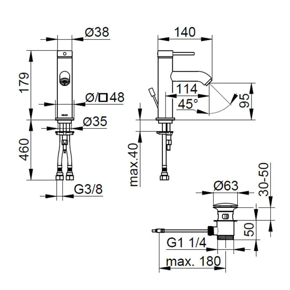 Eengreeps Wastafelmengkraan Messing Rond Design - Antilio Viadurini