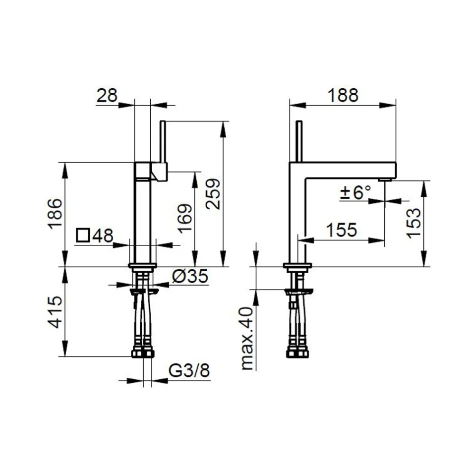 Vierkante Design Messing Eengreeps Wastafelmengkraan - Erik Viadurini