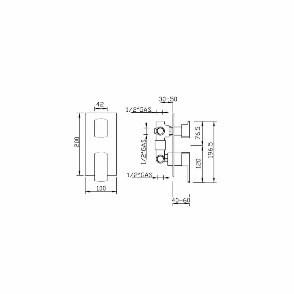 Douchemengkraan met omstelling 4 uitgangen Made in Italy - Sika Viadurini