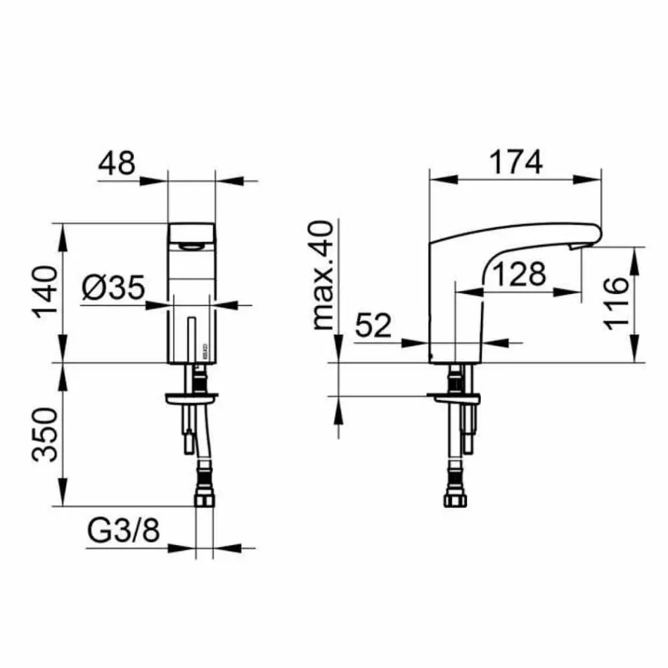 Moderne metalen wastafelkraan met infraroodsensor - Gonzo Viadurini