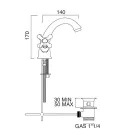 Eéngats wastafelkraan in messing met klassieke afvoer - Ercolina Viadurini