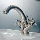 Eéngats wastafelkraan in messing met klassieke afvoer - Ercolina Viadurini