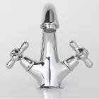 Eéngats wastafelkraan in messing met klassieke afvoer - Ercolina Viadurini