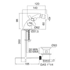 Messing bidetkraan met één gat en klassieke afvoer - Ercolina Viadurini
