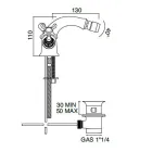Bidetkraan met één gat in messing met klassieke vlinderhandgrepen - Fioretta Viadurini