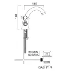 Klassieke wastafelkraan met één gat in messing en vlinderhandgrepen - Miriano Viadurini
