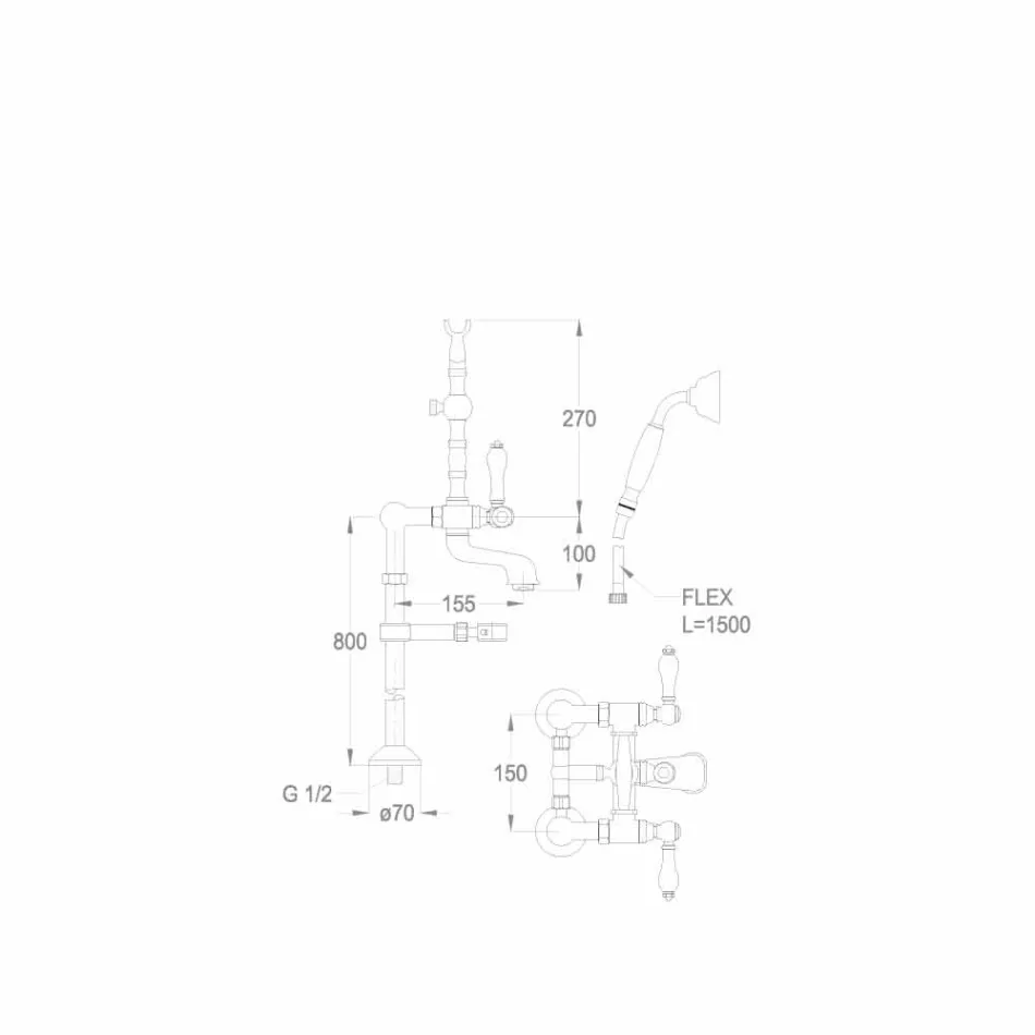 Klassieke messing badkraan gemaakt in Italië - Riko Viadurini