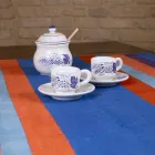 Loper van Italiaanse kunst geproduceerd en met de hand beschilderd in hennep uniek stuk - merken Viadurini